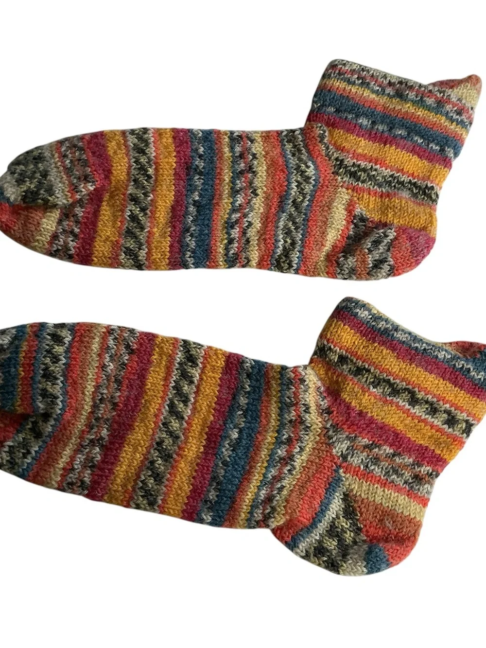 Sybil Quirky Birki multicolor handcrafted wool ankle socks 7-8.5
